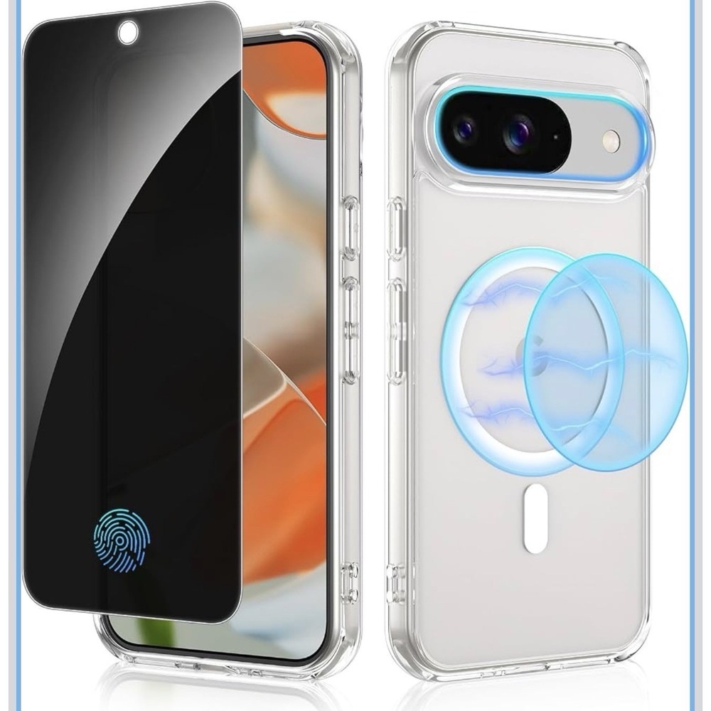 D0059- Google Pixel 9 Pro Case Magnetic Clear with Privacy Screen Protector 6.3"